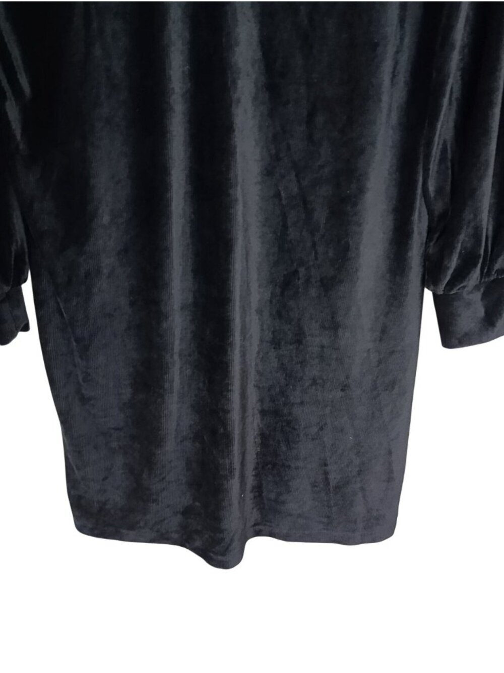 Chetta B Black Velour Long-Sleeve Tunic Dress Half-Zip Collar Size L - Picture 4 of 10